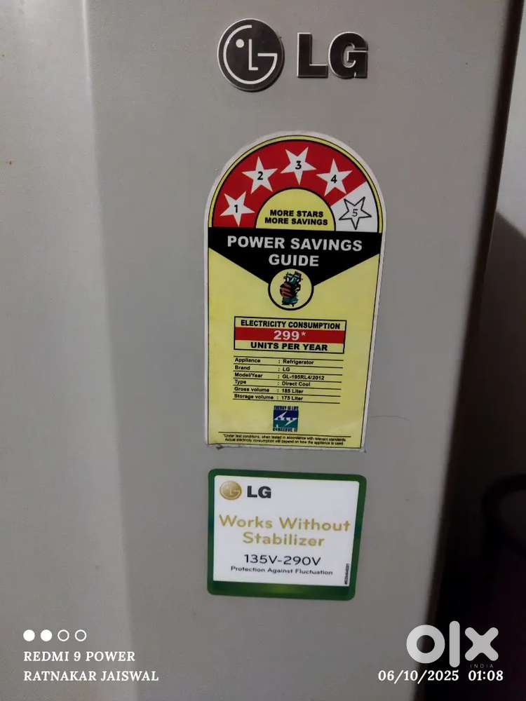 LG Fridge (175 ltrs storage capacity)