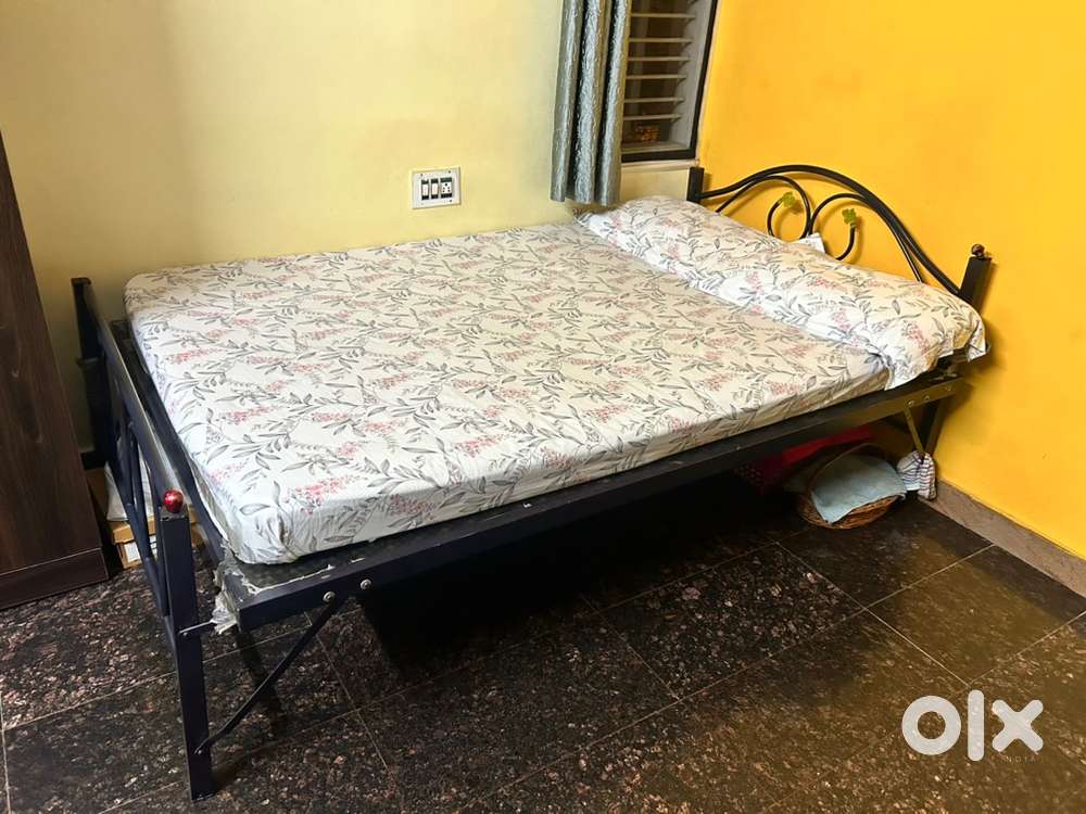 Iron cot with mattress