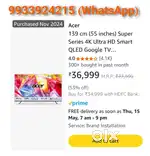 Brand New unused Acer Super Series 55 inches 4K Smart QLED Google TV
