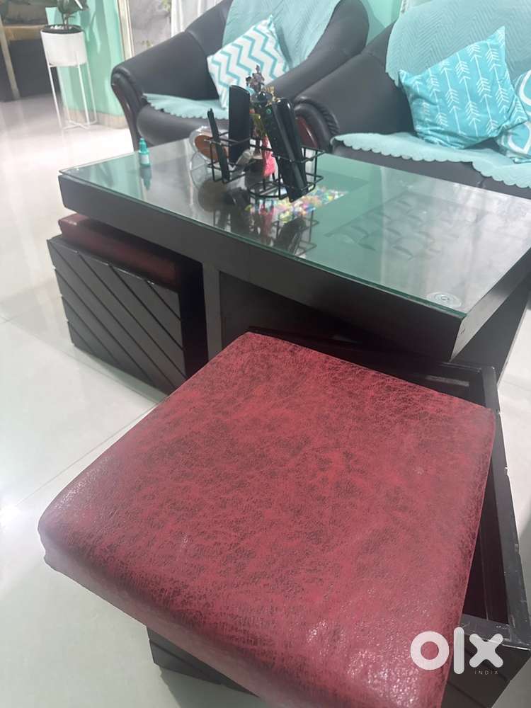 Centre table with glass and storage