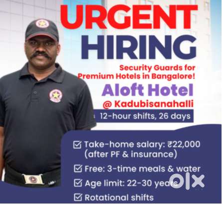 Security Guard Jobs in Bangalore ️day and night shift room available
