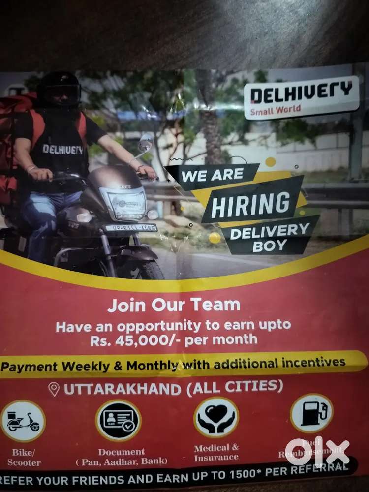 We are hiring delivery boy