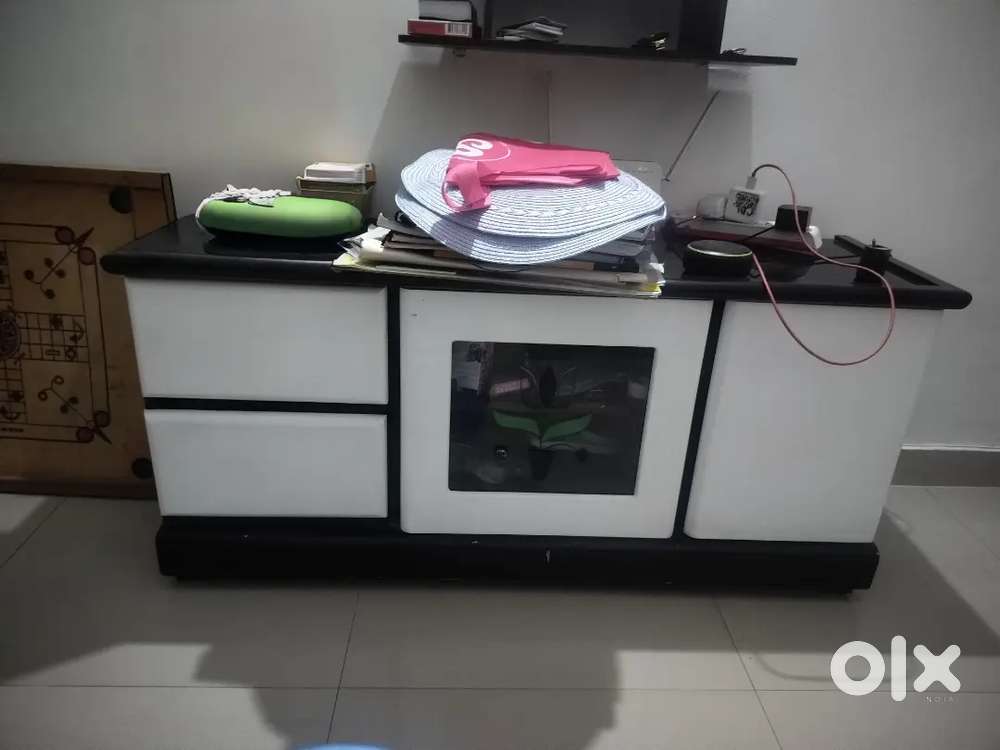 3 seater sofa, tv cabinet, mirror top table