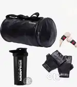 New gym combo - bag, gloves, shaker bottel, wrist support
