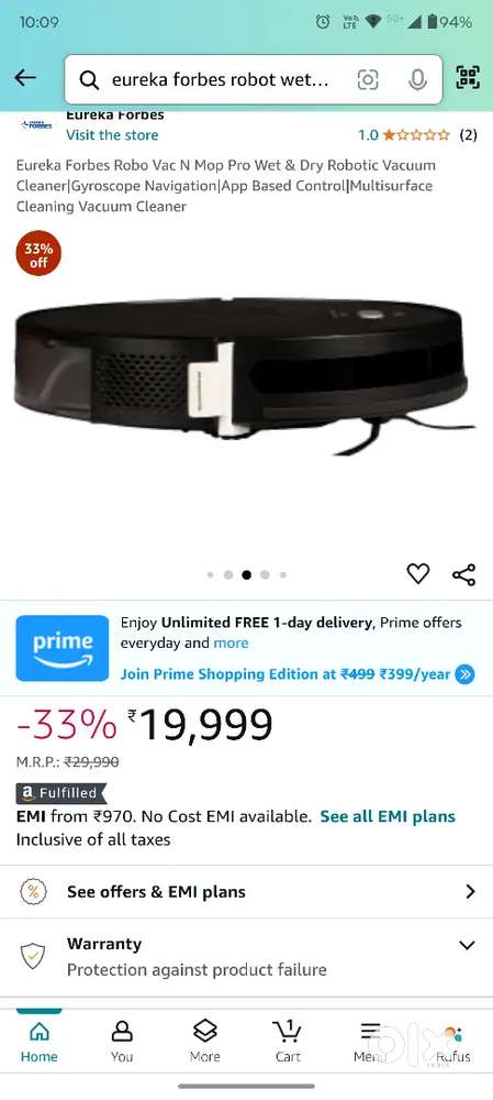 Euroke forbes robotic vacuum cleaner