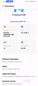 2 year old Iqoo 9 se  in good condition gaming phone
