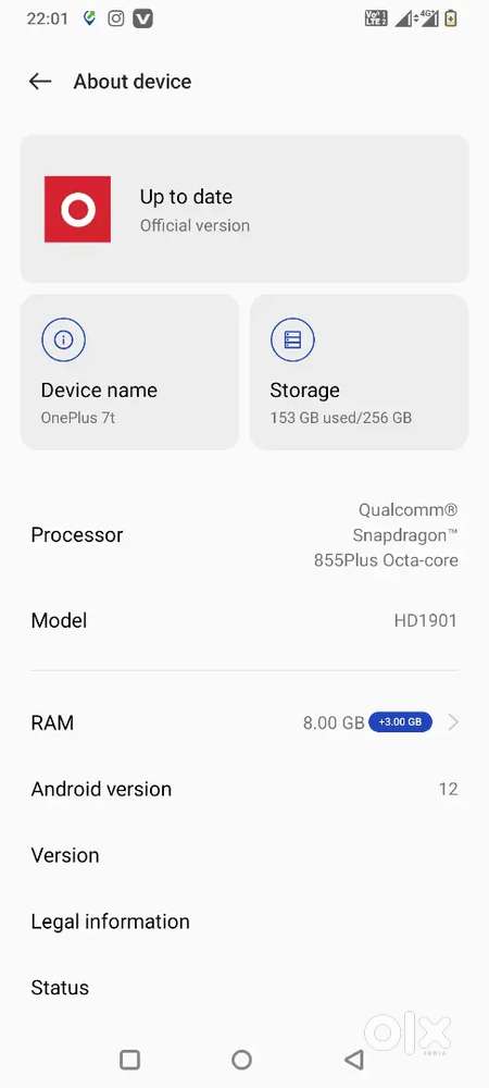 Oneplus 7T  8/256  Fresh condition