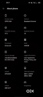 Oppo a54 good condition