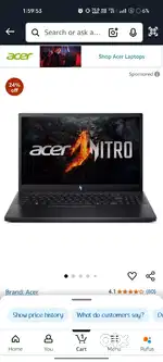 Acer nitro v 15 gaming laptop brand new 7 days old( price negotiable)