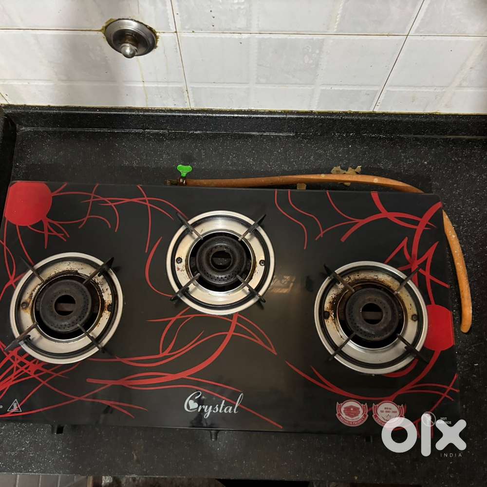 3 burner Gas stove with almost full Private cylinder ( 12 Kg)