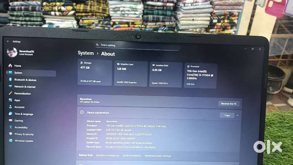 Hp laptop intelcore 13