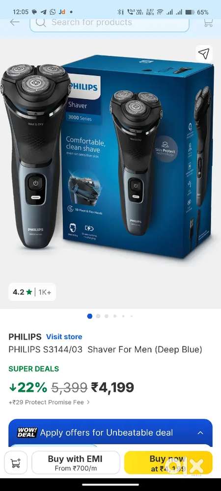 Philips shaver new non used just in 1400/-
