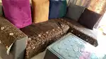 Sofa set with table and cushions
