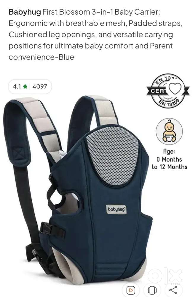 Babyhug 3 in 1 carrier - 2 months old