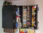 Book shelf and king size bed with storage