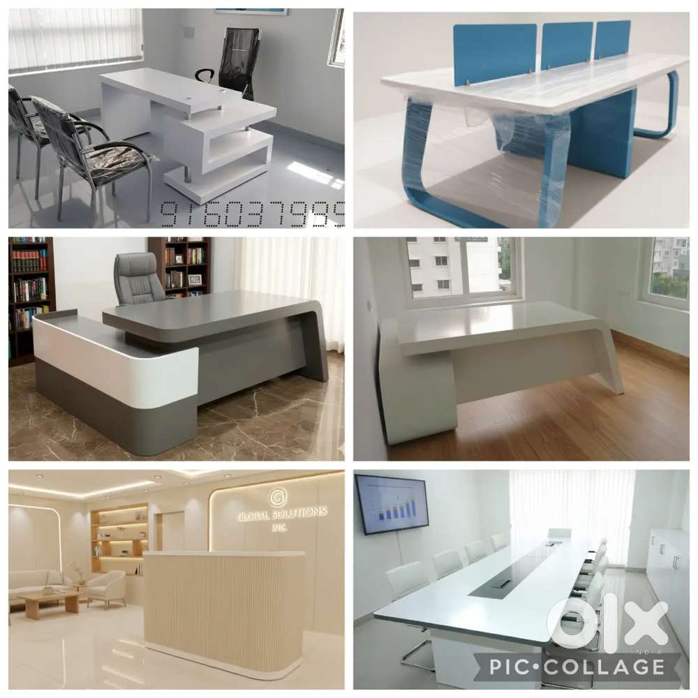 Office tables reception tables cash counter md tables chairs sofas