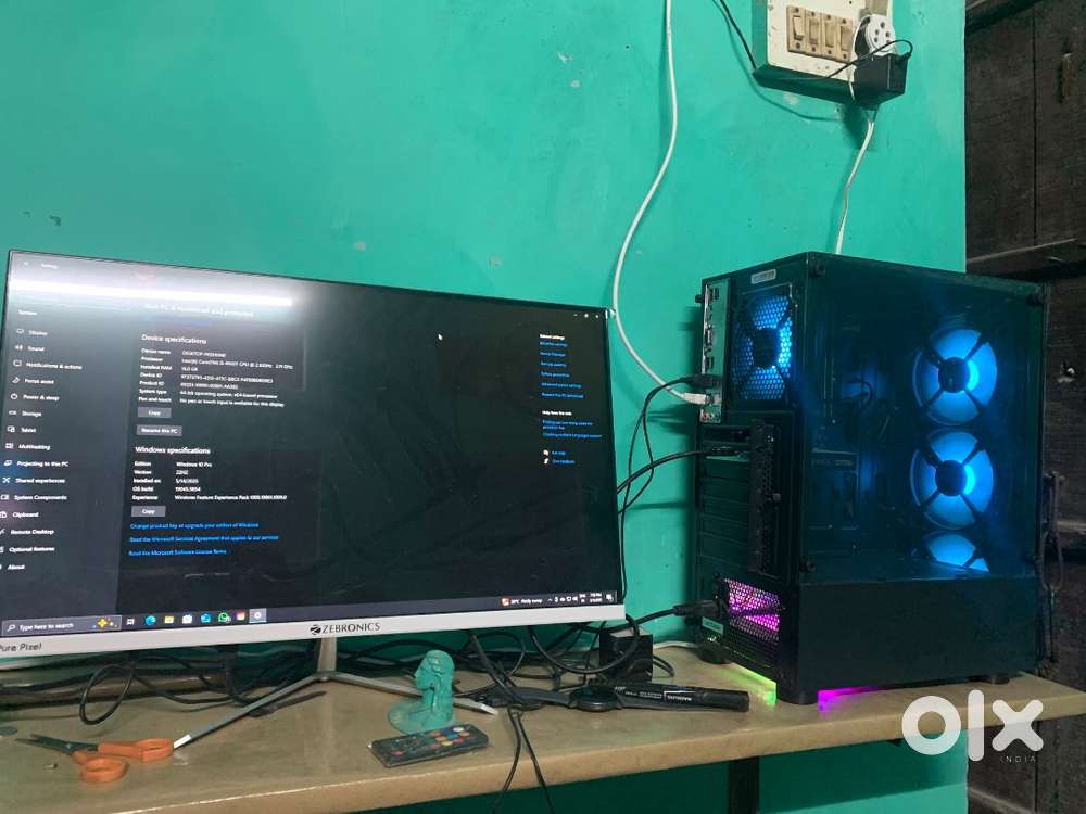 Monitor and RGB cpu cabinet cpu