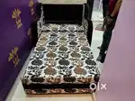 New design printed fabric sofa cum bed with storage