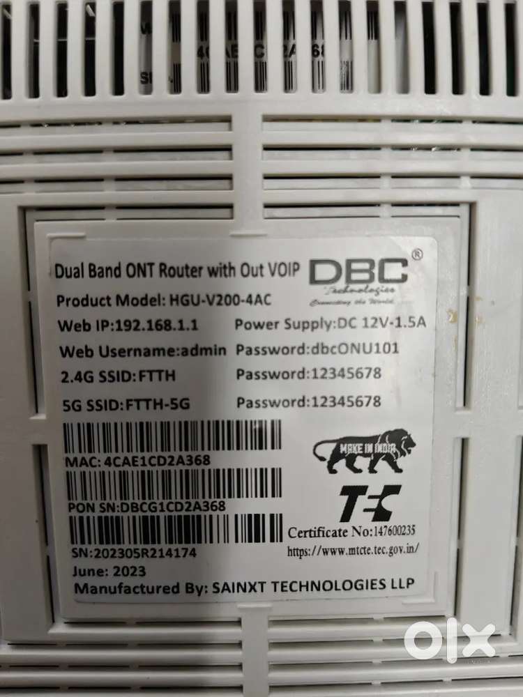 DBG Technologies Dual Band WiFi Router (2.4G + 5G) Excellent Condition