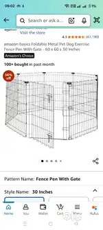 Foldable metal dog exercise fence with gate