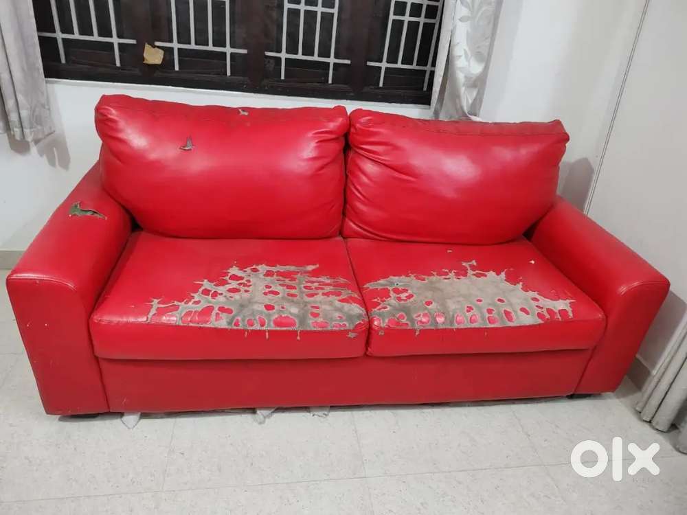 Leatherette cushion sofa