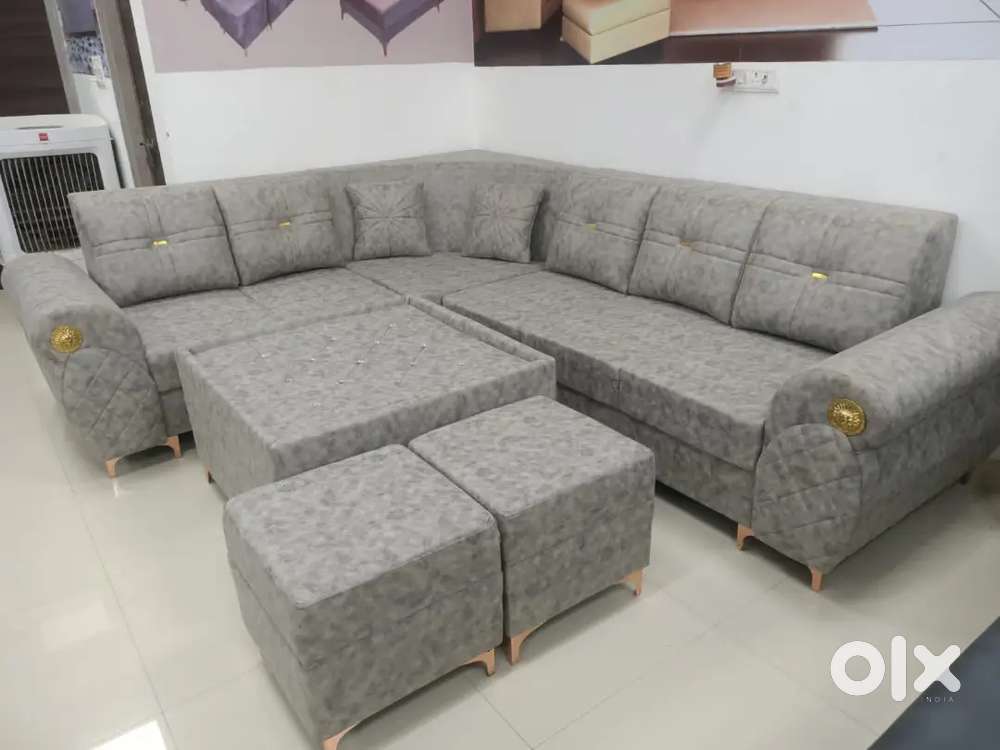 Sofa Set with Center Table and Puffies Just @35999
