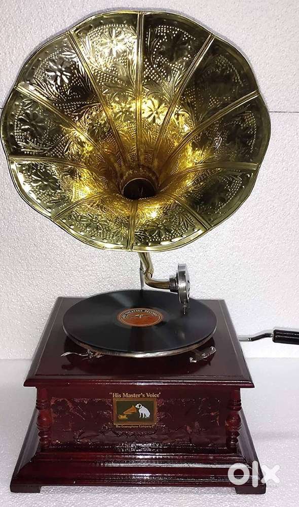 Antique Vintage Brass HMV WORKING GRAMOPHONE with record perfect work