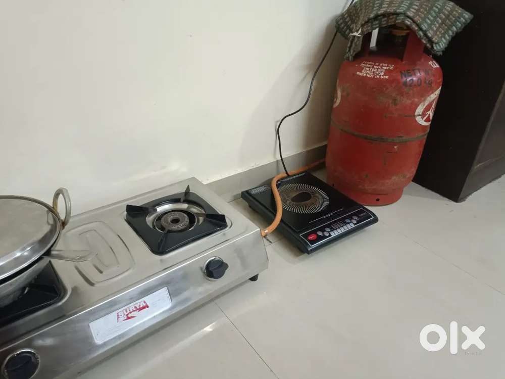 Gas stove with cylinder and also induction(pigeon)