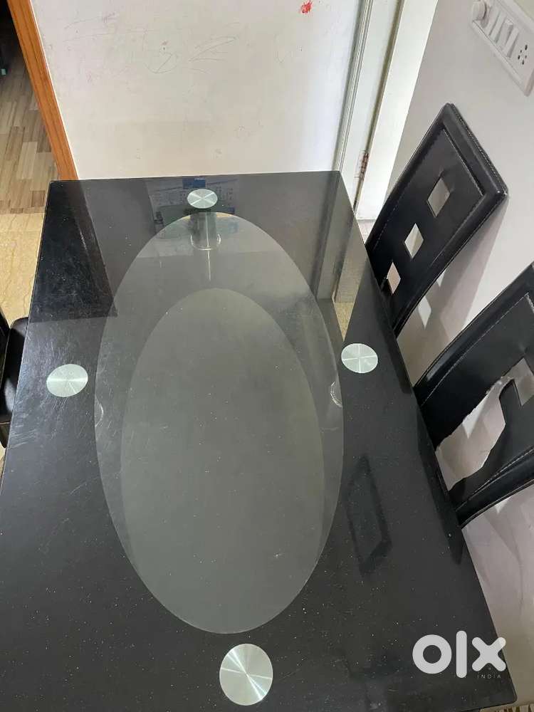Used Royaloak Glass Dining Table with 4 Chairs