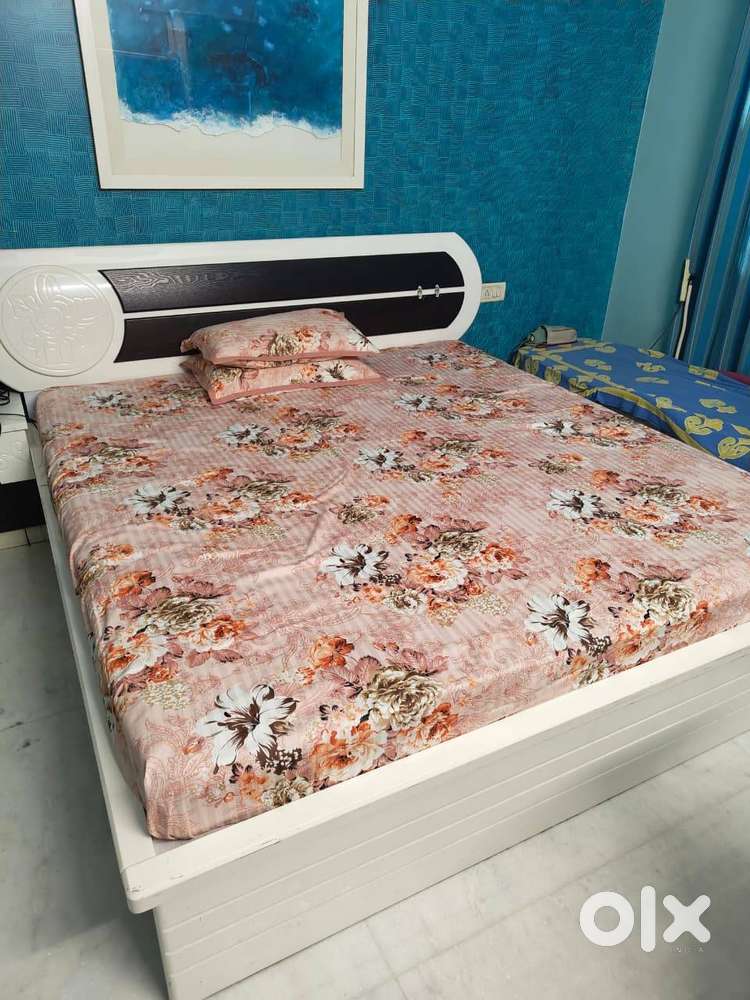 Storage Bed with 2 Side tables and A Mirror Set with stool