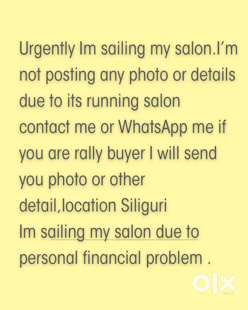 Urgently selling premium unisex salon