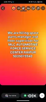 Spare parts manager and floor supervisor