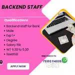 Hiring  Back office staff