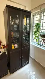 Display Cabinet/Storage/Almirah/Showcase (Dark Walnut)