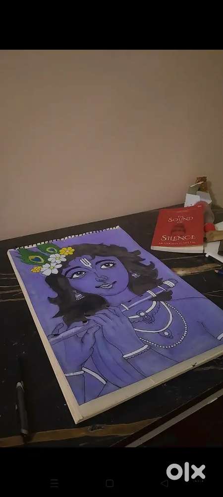 Handmade krishna painting framed