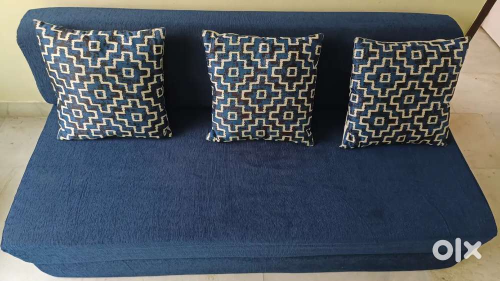 Blue 3 seater double foamed Sofa