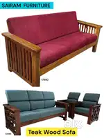 Sairam Furniture new model 3 seater TEAK WOOD SOFA with cushion offer.