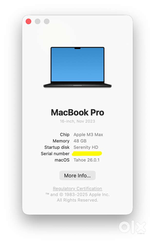 16 MacBook Pro - M3 Max 16 Core CPU, 48 GB RAM, 1TB