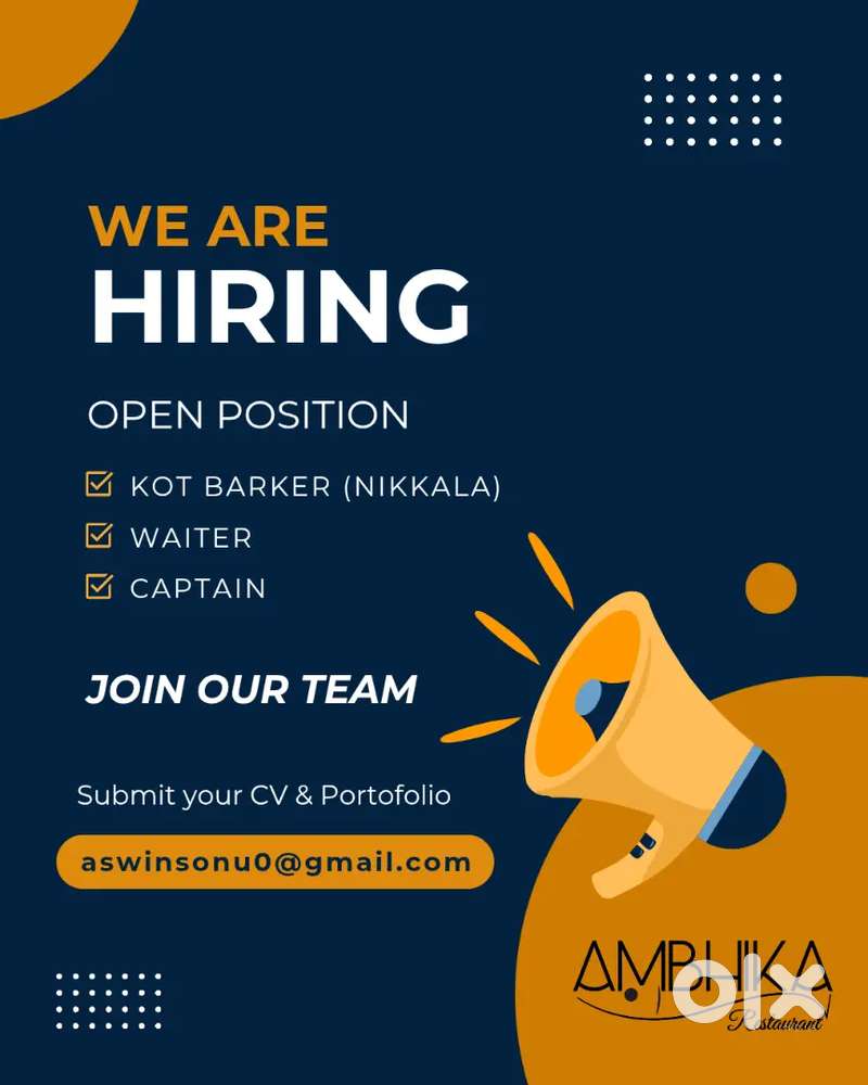 WAITER VACANCY AVAILABLE