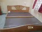 Solid Rubber wood queen 2 step sofa cum bed