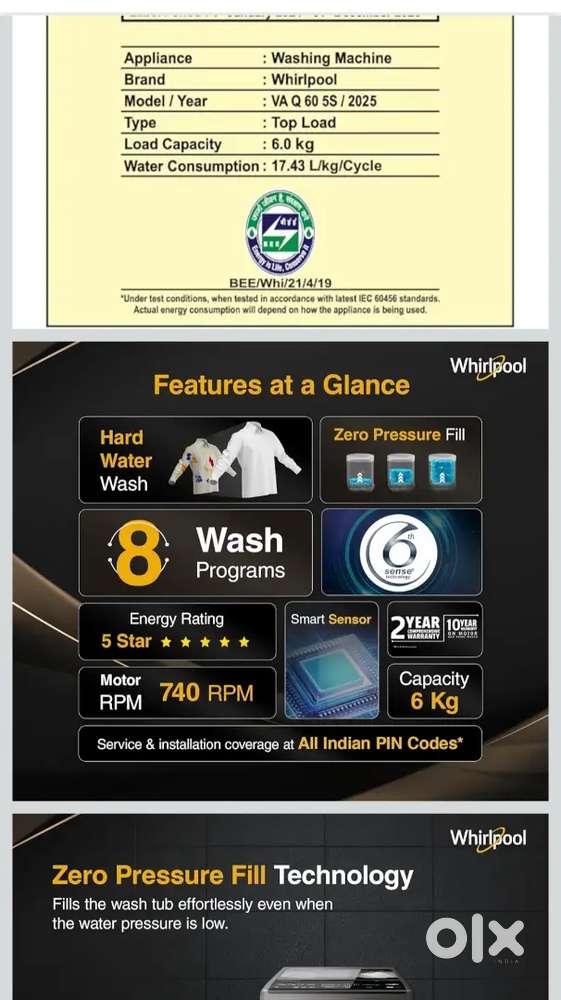 New Whirlpool washing machine