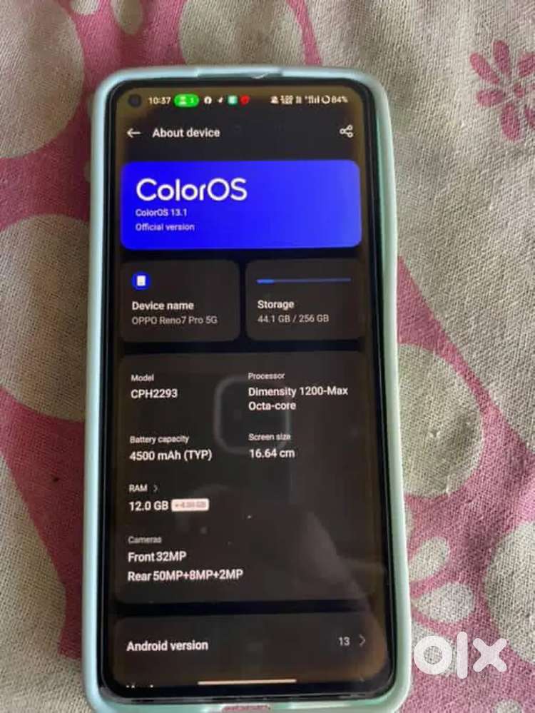 Oppo Reno 7pro 12+12 gb256 all okay never open