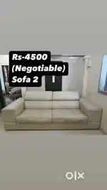 Premium White Leather Sofa Set (8ft and 7ft) – Sturdy & Comfortable