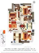 Fully Furnished 3BHK Corner Flat - River & Green View - Prime location