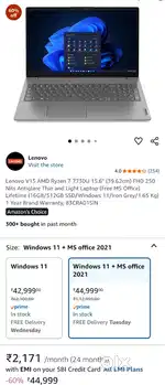 Lenovo V15 AMD Ryzen 7 7730U 15.6