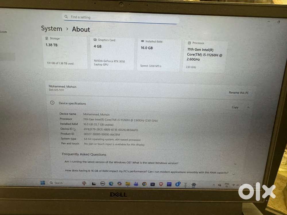 Dell G15 gaming laptop for sale