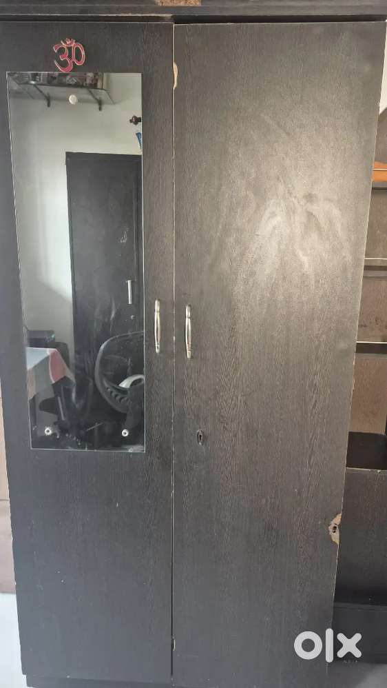 Wooden wardrobe with mirror