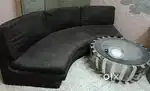 Oval shape 2 Sofa set of 3 seater each with one round glass table