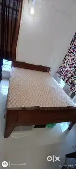 Queen Size Teak Wooden Bed and New Orthopedic Mattress