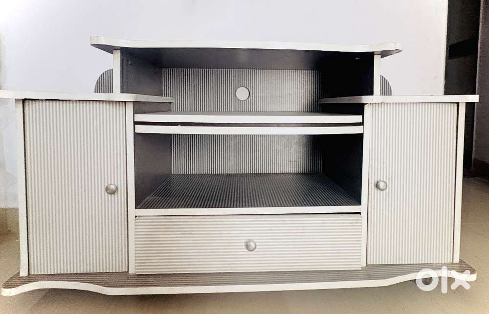 Combo Offer TVunit /Cabinet with wooden material & Corner Glass TeaPoy